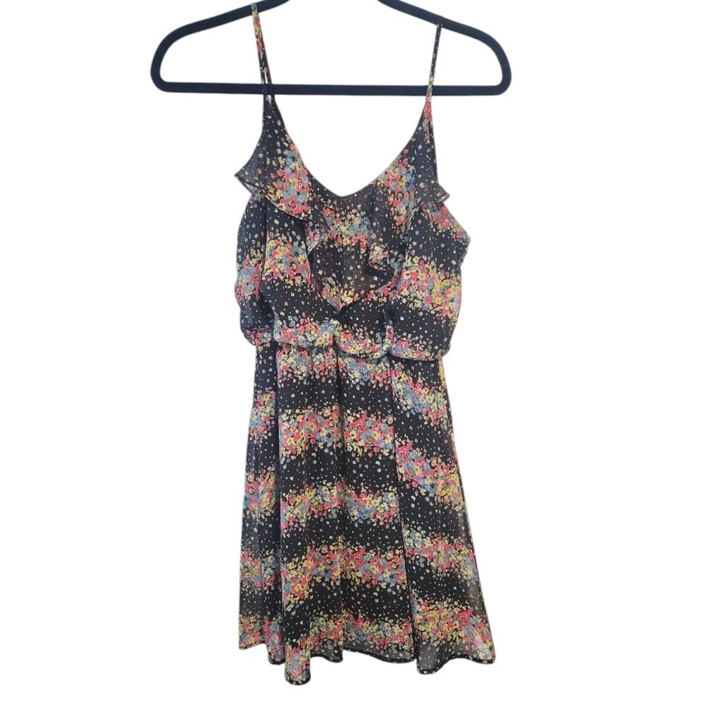 Lush Black Floral Sleeveless Mini Dress Size Medium